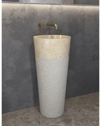 KARAG BORA Cream Νιπτήρας Επιδαπέδιος Πέτρινος Μπεζ Της Άμμου Ø40x90cm
