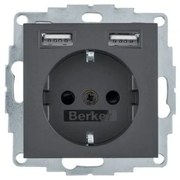 Πρίζα Σούκο με 2xUSB Ανθρακί Berker 48031606 Hager 48031606 Ανθρακί