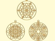 Σετ των 3 Intra απο ξύλο plywood 3mm-4mm πάχος – Χριστουγεννιάτικα στολίδια Floral Ball 6 30x30 cm INTRAVECTRY-MY545747