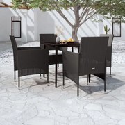 vidaXL Σετ Τραπεζαρίας Κήπου 5 Τεμαχίων Μαύρο με Μαξιλάρια
