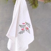 Χριστουγεννιάτικη Πετσέτα Προσώπου (50x90) Rythmos Mistletoe White 500gsm