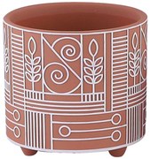 Κασπώ Ανάγλυφα Γραμμικά 06-00-24503 Φ17x16,5cm Terracotta-White Marhome Κεραμικό