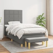 ΚΡΕΒΑΤΙ BOXSPRING ΜΕ ΣΤΡΩΜΑ ΣΚΟΥΡΟ ΓΚΡΙ 90X190 ΕΚ. ΥΦΑΣΜΑΤΙΝΟ 3137118