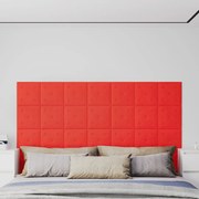vidaXL Πάνελ Τοίχου 12 τεμ. Κόκκινα 30 x 30 εκ. 1,08 μ² Συνθ. Δέρμα