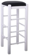 WOODWELL ΤΑΒΕΡΝΑΣ Σκαμπό BAR, Οξιά Βαφή Εμποτισμός Λάκα Άσπρο, Κάθισμα Pu Μαύρο 35x35x81cm Ρ977,Ε8Τ
