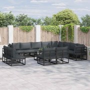 vidaXL Σετ Καναπέ Κήπου 13 pcs Μαύρο 70 x 70 x 32 εκ Αλουμίνιο