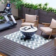 Outsunny Εξωτερικό Χαλί, Αδιάβροχο, Διπλής Όψης, Υψηλής Ποιότητας Συνθετική Ίνα, Ανοιχτό Γκρι+Λευκό, 121 x 182 εκ.