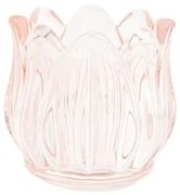 Beauty Home Γυάλινο Κηροπήγιο Λουλούδι Ροζ 7 x 6,7 CM