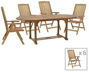 Zerco-Sopho dining table set of 7 natural solid acacia wood 200/150x100x75cm 200x150x75 εκ.