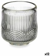 Κηροπήγιο Gift Decor Γκρι Κρυστάλλινο 7,5 x 7,8 x 7,5 cm Ρίγες (12 Μονάδες)