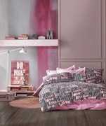 Σετ Σεντόνια Polycotton King 240x270εκ. Αγάπη 299 Grey-Lila Dimcol