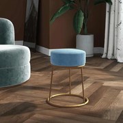 vidaXL Στρογγυλό Σκαμπό Hocker Ανοιχτό Μπλε Βελούδινο