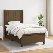 Κρεβάτι Boxspring με Στρώμα Σκούρο Καφέ 90x190 εκ. Υφασμάτινο - Καφέ