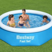 BESTWAY ΠΙΣΙΝΑ ΦΟΥΣΚΩΤΗ ΣΤΡΟΓΓΥΛΗ FAST SET ΜΠΛΕ 244 X 66 ΕΚ. 57265 93312