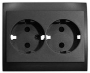 Πλαίσιο &amp; Πλακίδιο Διπλής Πρίζας Σούκο Ανθρακί 15-0771 Lumen Adeleq-15-0771-Ανθρακί 15-0771