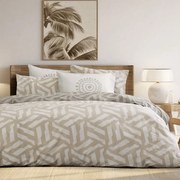 Σεντόνια Santoro Με Λάστιχο (Σετ 3τμχ) Beige-Grey Nima Μονό 100x232cm 100% Βαμβάκι