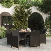Σετ Τραπεζαρίας Κήπου 9 τεμ. Μαύρο από Συνθ. Ρατάν με Μαξιλάρια 3095506