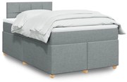 Κρεβάτι Boxspring με Στρώμα Ανοιχτό Γκρι 120x190 εκ. Υφασμάτινο - Γκρι