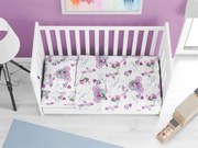 Σετ Σεντόνια 3τμχ Μπεμπέ Polycotton Κούνιας 120x160εκ. Princess 389 White-Lilac DimCol