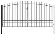 Πόρτα Περίφραξης Διπλή με Λόγχες 400 x 248 εκ. - Μαύρο