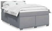 vidaXL Κρεβάτι Boxspring με Στρώμα Ανοιχτό Γκρι 140x200 εκ. Υφασμάτινο
