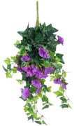 Τεχνητό Κρεμαστό Φυτό Morning Glory 21132 65cm Green-Purple GloboStar Pvc,Ύφασμα