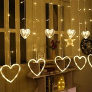 LED χριστουγεννιάτικα λαμπάκια κουρτίνα με σχήμα καρδιάς