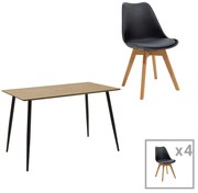 Intrahome Τραπεζαρία Gaston-Cuba Intrahome σετ 5τεμ pp-mdf σε μαύρη-sonoma απόχρωση 120x70x76εκ | SKU: INTRAPA-311112133