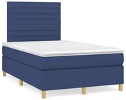 vidaXL Κρεβάτι Boxspring με Στρώμα Μπλε 120x190 εκ. Υφασμάτινο