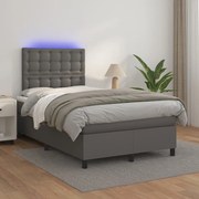 ΚΡΕΒΑΤΙ BOXSPRING ΜΕ ΣΤΡΩΜΑ &amp; LED ΓΚΡΙ 120X200 ΕΚ. ΣΥΝΘ. ΔΕΡΜΑ 3135937