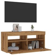 vidaXL Έπιπλο Τηλεόρασης με LED Αρτισιανή Δρυς 90x35x40 εκ Επεξ.Ξύλο