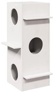 vidaXL Σπίτι για γάτες Λευκό 43x43x90 cm από μασίφ ξύλο πεύκο