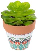 Τεχνητό Φυτό Σε Κασπώ Succulent Echeveria 21049 Φ10x14cm Multi GloboStar Πηλός,Πολυαιθυλένιο