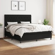 Κρεβάτι Boxspring με Στρώμα Μαύρο 180x200 εκ. Υφασμάτινο