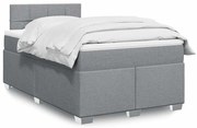 vidaXL Κρεβάτι Boxspring με Στρώμα Ανοιχτό Γκρι 120x190 εκ. Υφασμάτινο