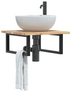 Ράφι Νιπτήρα Τοίχου από Ατσάλι / Μασίφ Ξύλο Ακακίας