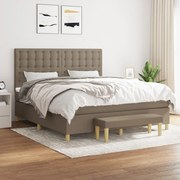 Κρεβάτι Boxspring με Στρώμα Taupe 160x200 εκ. Υφασμάτινο - Μπεζ-Γκρι