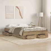 vidaXL Κρεβάτι με Συρτάρια Artisan Oak 120x190 εκ Κατασκευασμένο Ξύλο