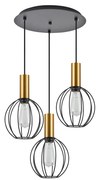 SE21-GM-4-3BL-GR1 ADEPT TUBE Gold Matt Pendant Black Metal Grid+