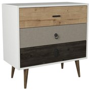 Συρταριέρα ArteLibre KIMOLOS Λευκό/Φυσικό/Καφέ 80x40x79cm