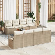vidaXL σετ καναπέ κήπου  9 τεμαχίων με μαξιλάρια μπεζ πολυρείθρα ακακία