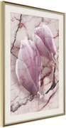 Αφίσα - Magnolia on Marble Background - 40x60 - Χρυσό - Με πασπαρτού