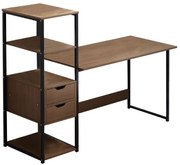Γραφείο Zayn ΙΙ pakoworld με ραφιέρα-MDF καρυδί-μαύρο 107x40x110εκ