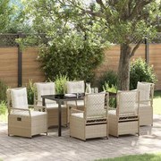vidaXL Σέτ φαγητού για κήπο 7 pcs Μπεζ συνθετικό ρατάν