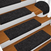 vidaXL Πατάκια Σκαλιών Αυτοκόλλητα 10 τεμ. 65x21x4 εκ. Μαύρα Ορθογώνια Άκρη