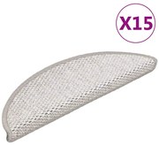 vidaXL Πατάκια Σκάλας Αυτοκόλλητα 15 τεμ. Όψη Σιζάλ Πλατίνα 56x17x3εκ.