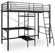 vidaXL Πλαίσιο Κουκέτας με Τραπέζι Μαύρο 90 x 200 εκ. Μεταλλικό