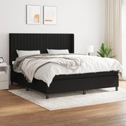 vidaXL Κρεβάτι Boxspring με Στρώμα Μαύρο 180x200 εκ. Υφασμάτινο