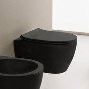 Scarabeo Moon Clean Flush Black Matt 552000SC-401 Λεκάνη Κρεμαστή Rimless 50,5cm με κάλυμμα βακελίτη Slim Soft Close αποσπώμενο