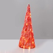 "RED TINSEL CONE TREE" 30 MINI WW LED ΛΑΜΠ. ΜΠΑΤ. 3ΧΑΑ,IP20 Φ20.5X60cm ACA X113011332